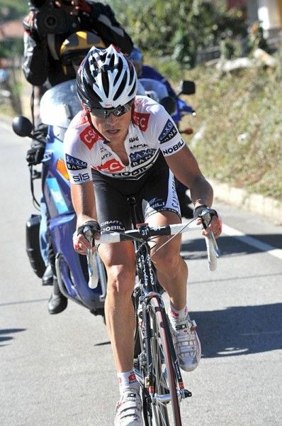 Jurgen van Goolen (CSC) powers up the final climb in a vain attempt to steal the stage victory from Contador.