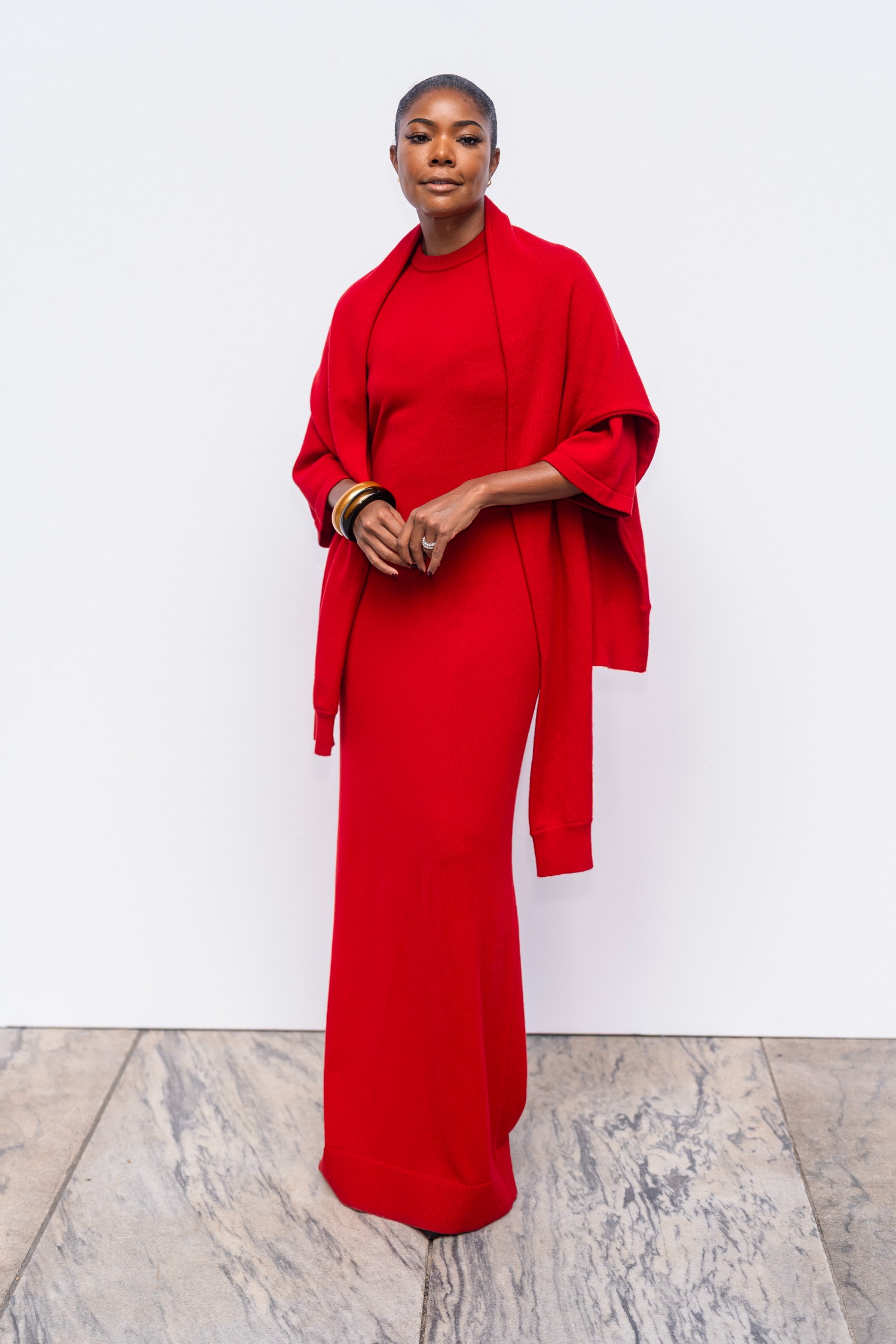 Gabrielle Union wearing the red color trend at Michael Kors New York Fashion week show