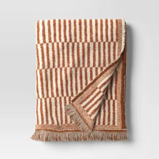 Woven Linework Throw Dark Tan/Cream