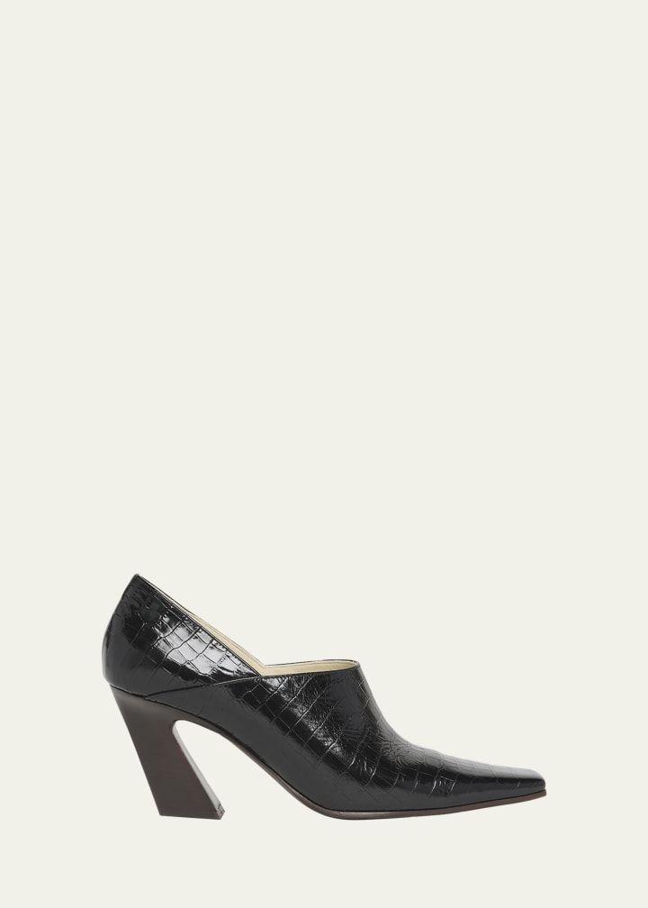 Lewis Croco Block-Heel Pumps