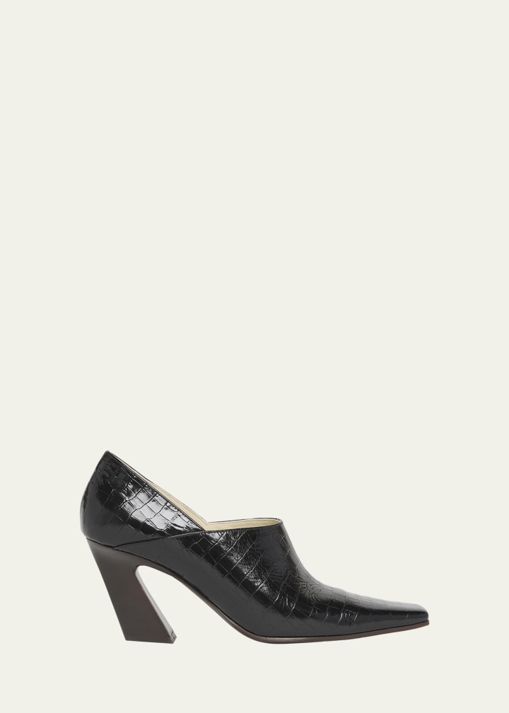 Lewis Croco Block-Heel Pumps