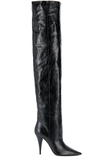 Saint Laurent Thigh-High Pointed-Toe Boots