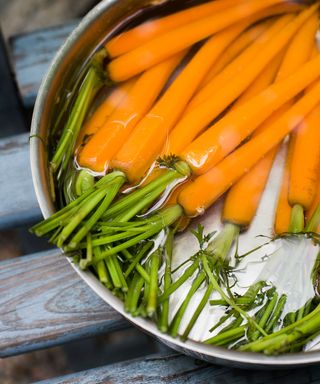 carrots cooking in a pan