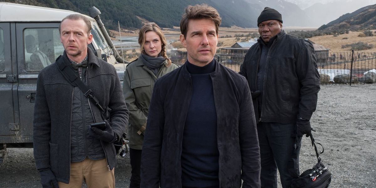 Simon Pegg, Rebecca Ferguson, Tom Cruise and Ving Rhames