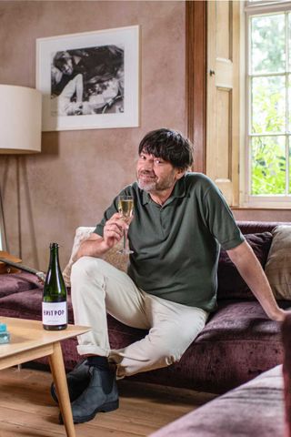 Alex James enjoying a glass of Britpop Brut