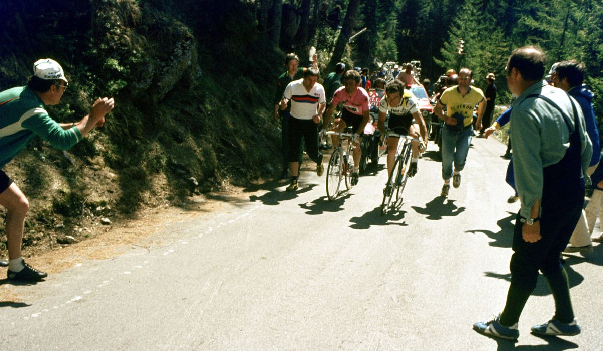 Barnard Hinault and Wladimiro Panizza during stage 18 of the 1980 Giro d'Italia