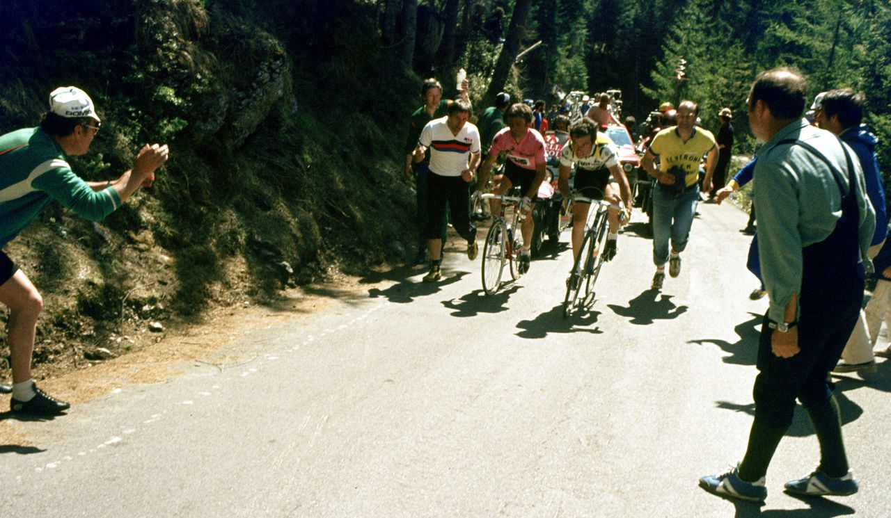 Barnard Hinault and Wladimiro Panizza during stage 18 of the 1980 Giro d'Italia