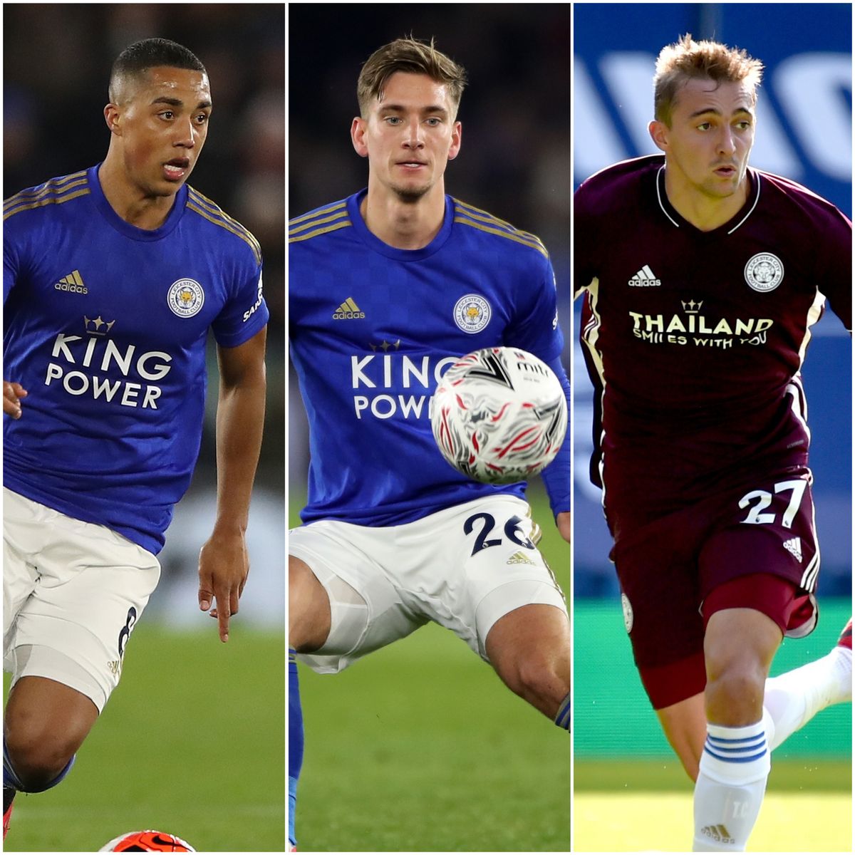 Youri Tielemans, Dennis Praet and Timothy Castagne