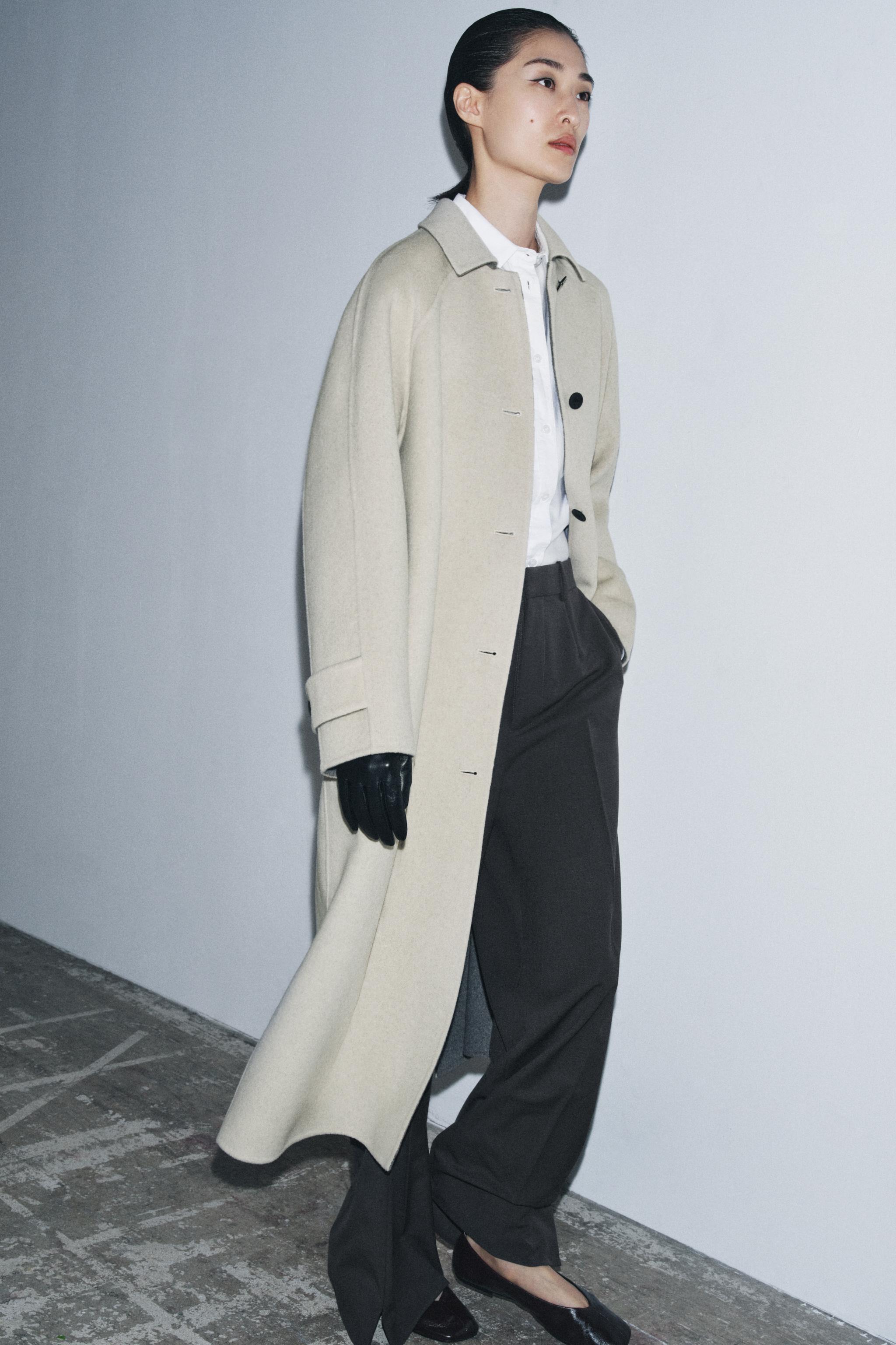 Long Wool Blend Coat Zw Collection Limited Edition