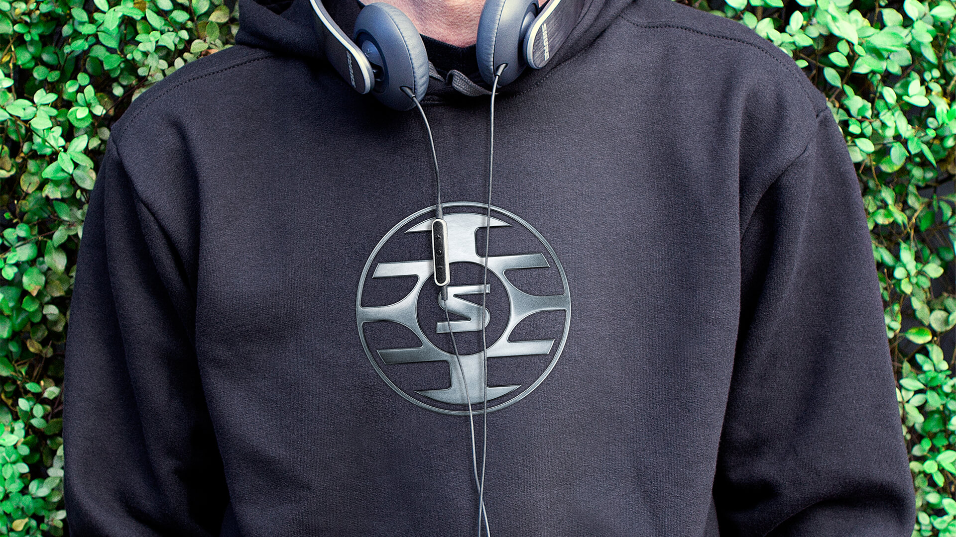 branding for Shure including sweatshirt and headphones