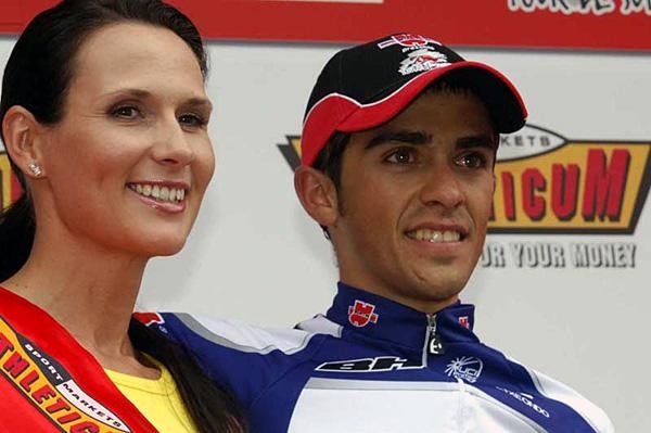 Alberto Contador (Wurth) on the podium