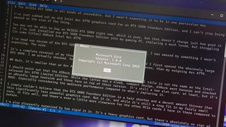The new Microsoft Edit text editor running inside Windows Terminal.