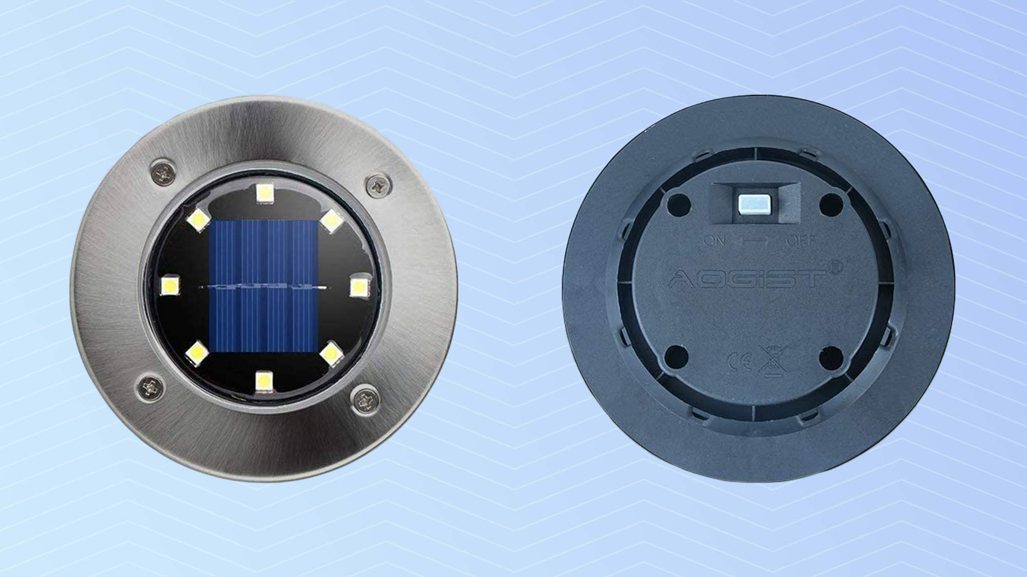 Aogist Solar Ground Lights front and back view