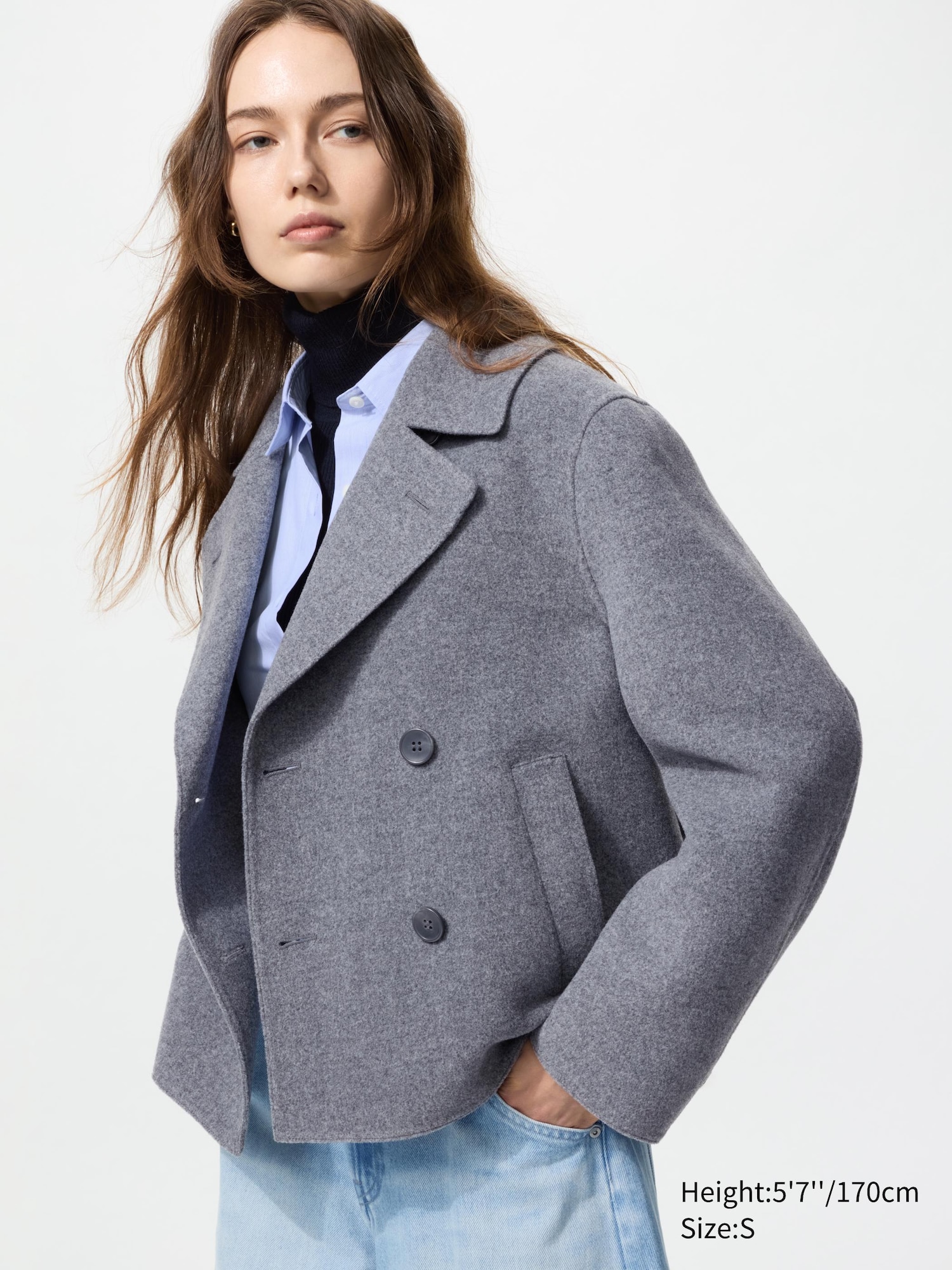 Wool Blend Relaxed Short Coat