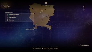 Tales of Arise - a map of Tietal Plain showing an owl marker in the southeast corner of the map.