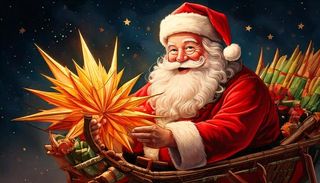 Image Generated by Adobe Firefly AI, Santa holding a Filipino 'parol'