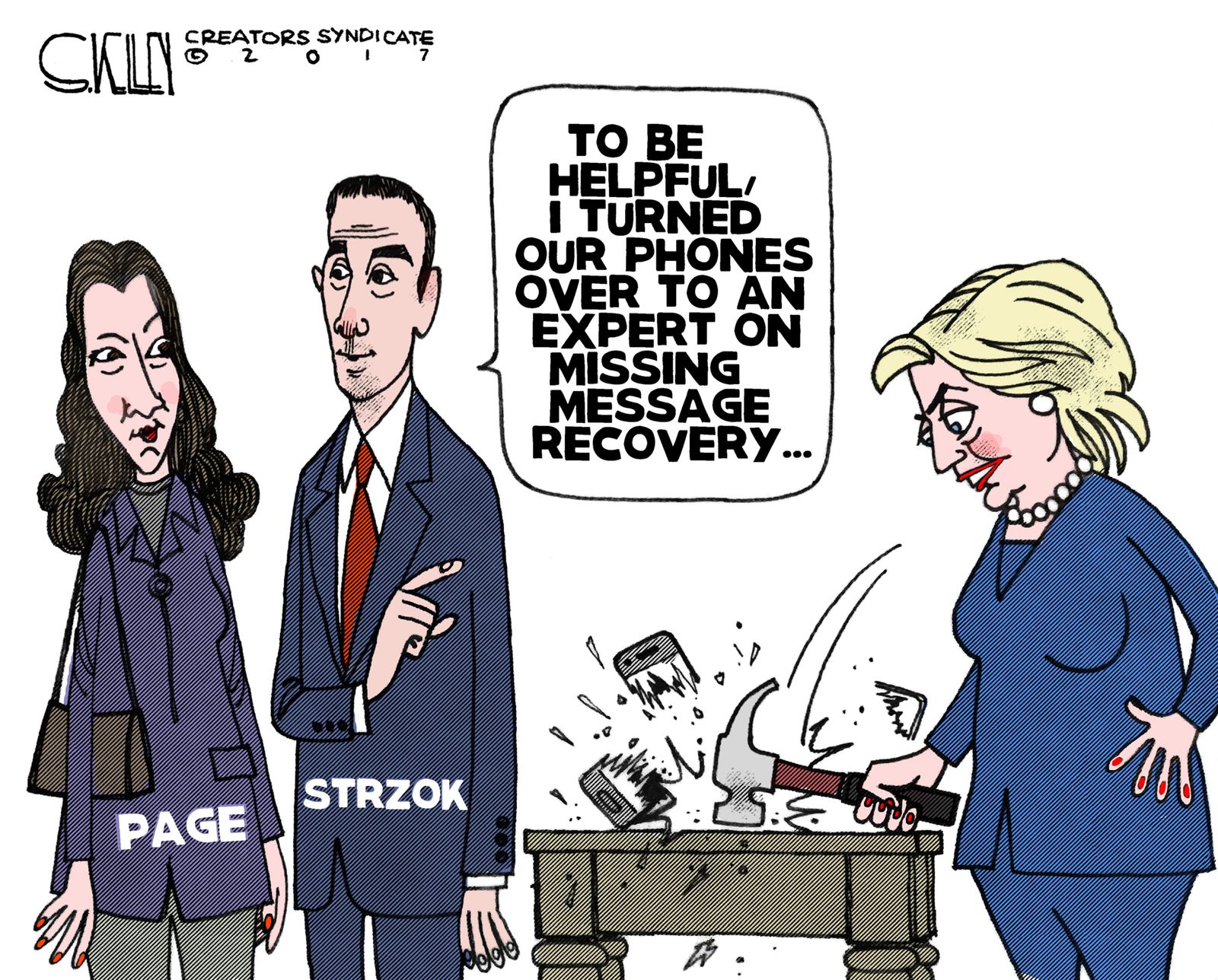 Political Cartoon U.S. Hillary Clinton FBI texts Russia investigation ...