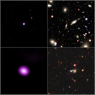 X-ray and optical images of two galaxies harboring hidden black holes at their centers