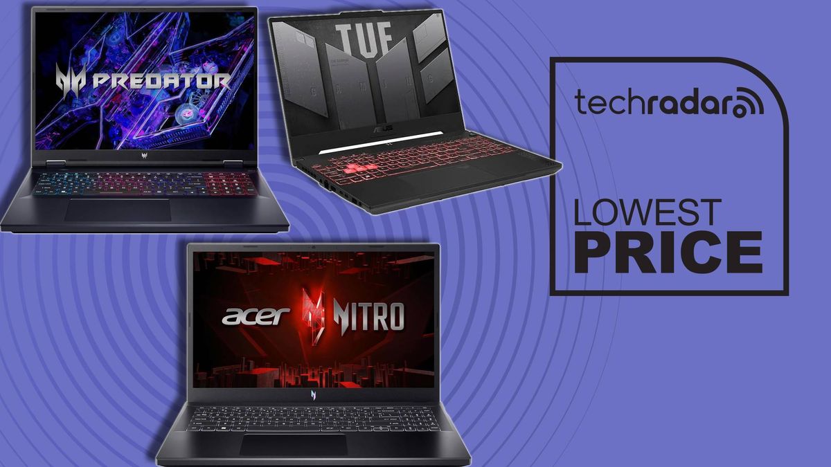 black laptops against violet background