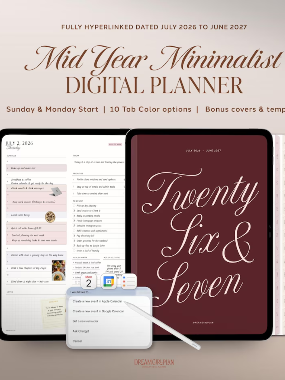 A digital downloadable mid year planner from Etsy