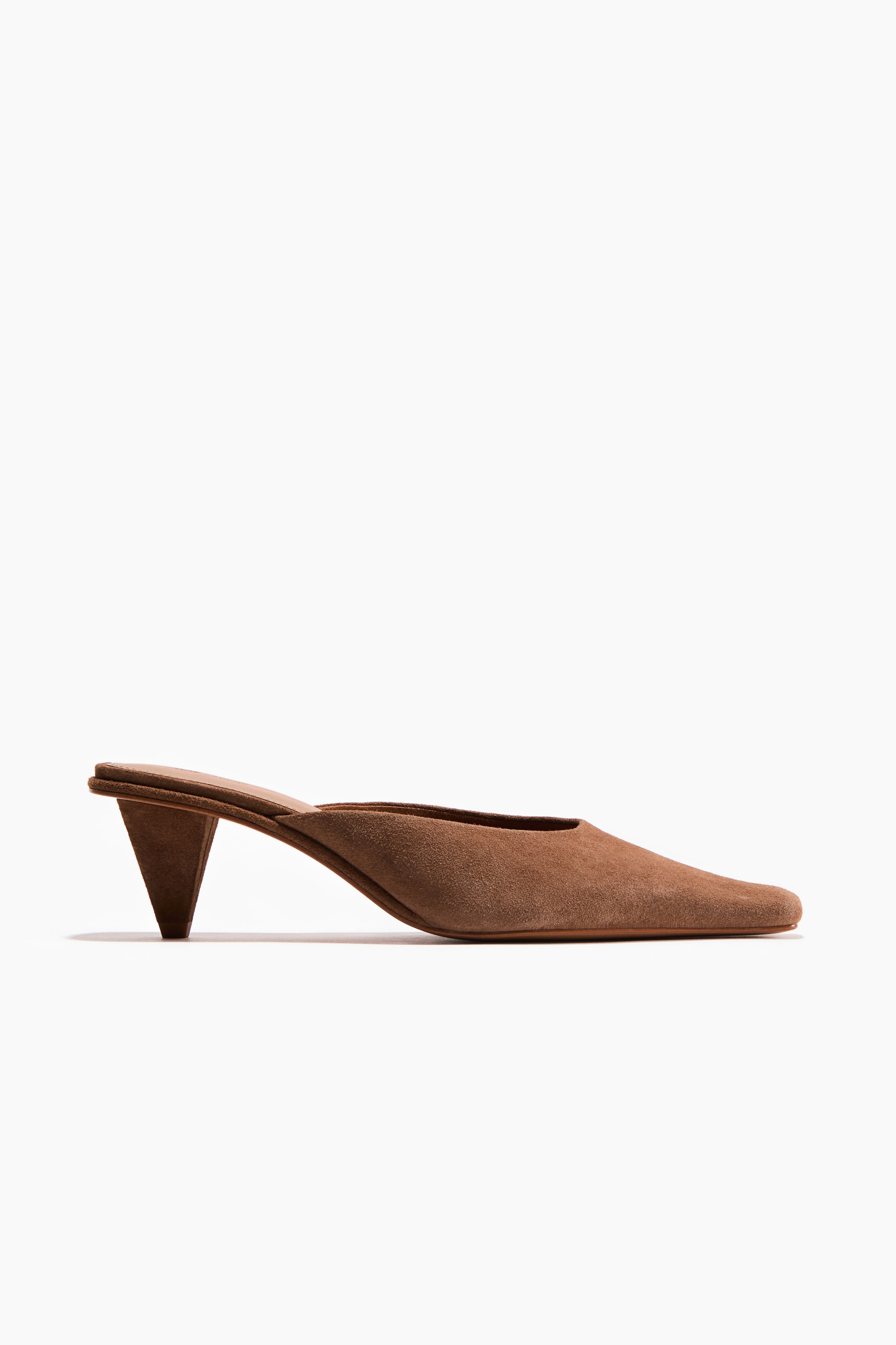 Cone-Heeled Leather Mules