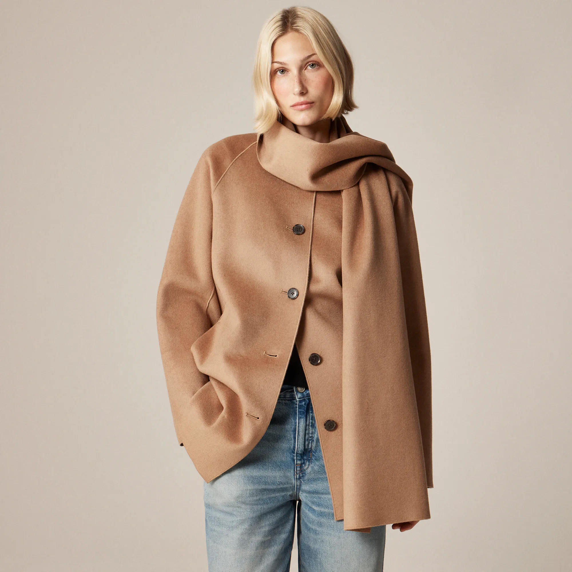 J.Crew, Scarf Coat in Drapey Wool Blend