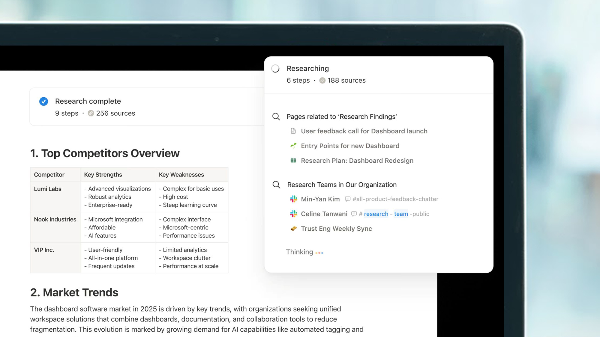 A laptop screen showing the Notion app