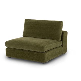 A corduroy green modular sofa