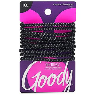 Goody Nonslip Womens Elastic Hair Tie - 10 Count, Black - 4mm for Medium Hair- Ouchless Hair Accessories for Women Perfect for Long Lasting Braids, Ponytails and More - Pain-Free