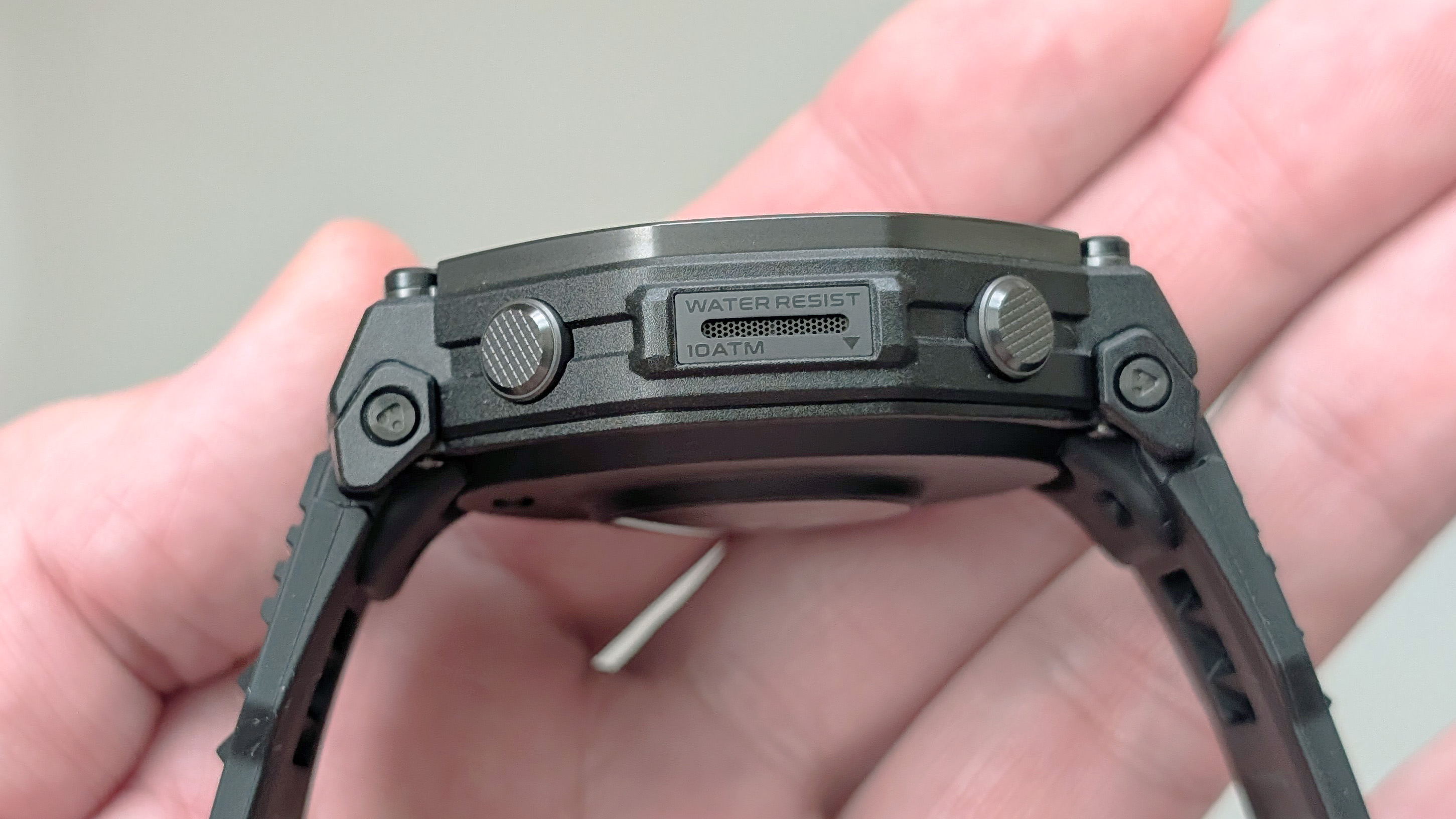 Close-up of the Amazfit T-Rex 3 Pro rugged smartwatch