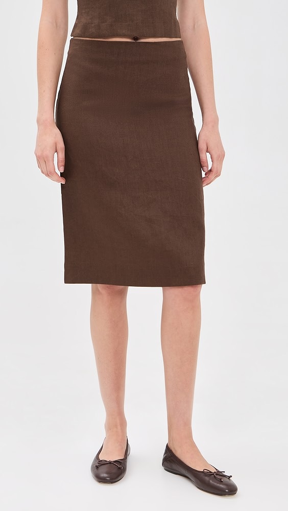 Fleur Linen Skirt - Pinecone
