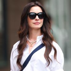 Anne Hathaway carried the Coach Empire Carryall bag on the set of 'The Devil Wears Prada 2'