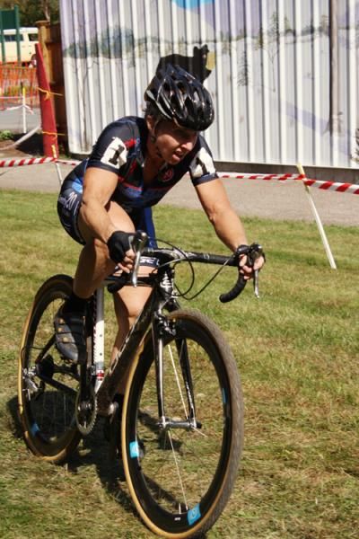 Laura Van Gilder (C3 - Athletes Serving Athletes) alone in the lead.