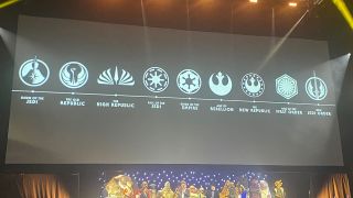 Photograph showing the reveal of the Star Wars timeline.