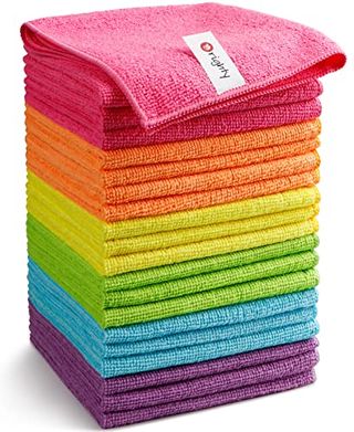 Orighty Microfibre Cleaning Cloths, Pack of 20, Highly Absorbent Cleaning Supplies, Lint Free Cloths for Multiple-Use, Powerful Dust Removal Cleaning Rags for House, Kitchen, Car Care(12x12 Inch)