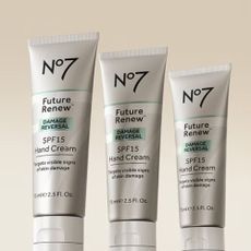 Three bottles of No7 Future Renew SPF hand cream
