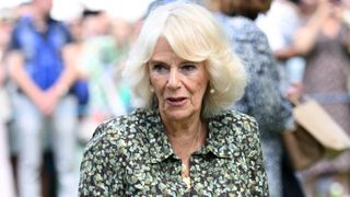 Queen Camilla during her visit to Sandringham Flower Show
