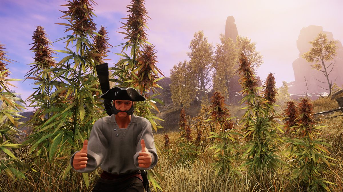 Posing in front of some hemp