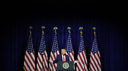 WASHINGTON, DC - JANUARY 06: U.S. President Donald Trump addresses a House Republican retreat at The John F. Kennedy Center for the Performing Arts on January 06, 2026 in Washington, DC. House Republicans will discuss their 2026 legislative agenda at the meeting. (Photo by Alex Wong/Getty Images)