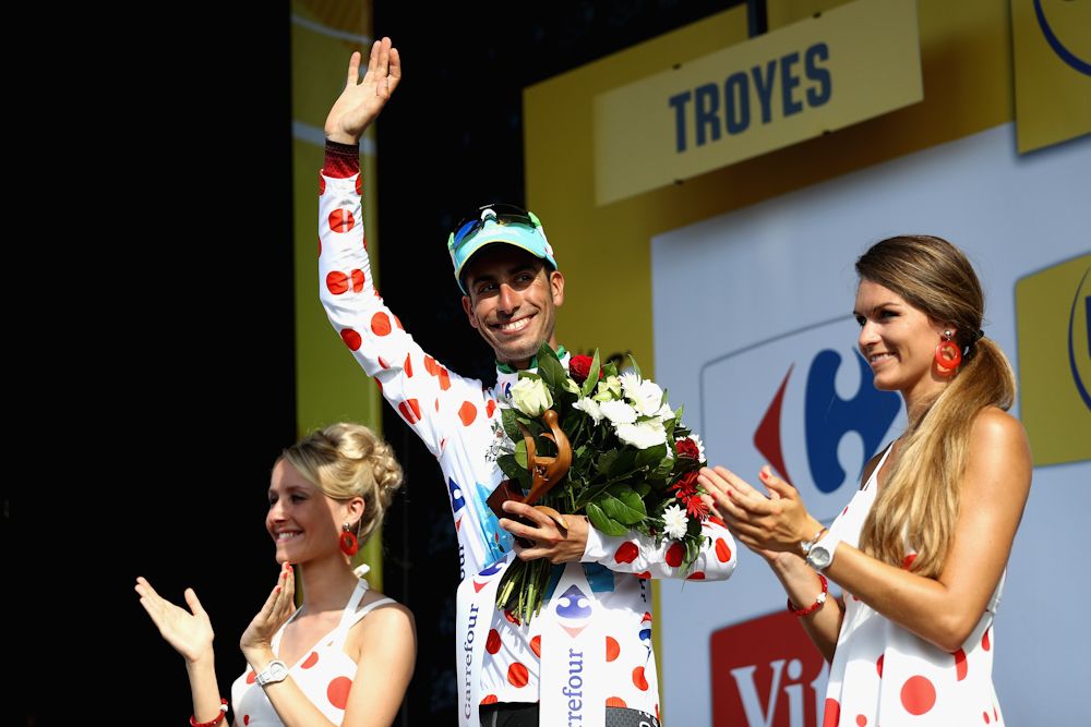 Fabio Aru in polka dots after stage 6 at the Tour de France
