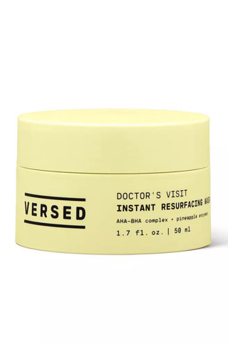 A jar of Versed Doctor's Visit Instant Resurfacing Mask set against a white background.
