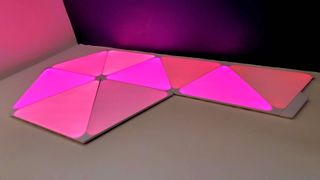 Nanoleaf Shapes White triangles in Bed of Roses configuration