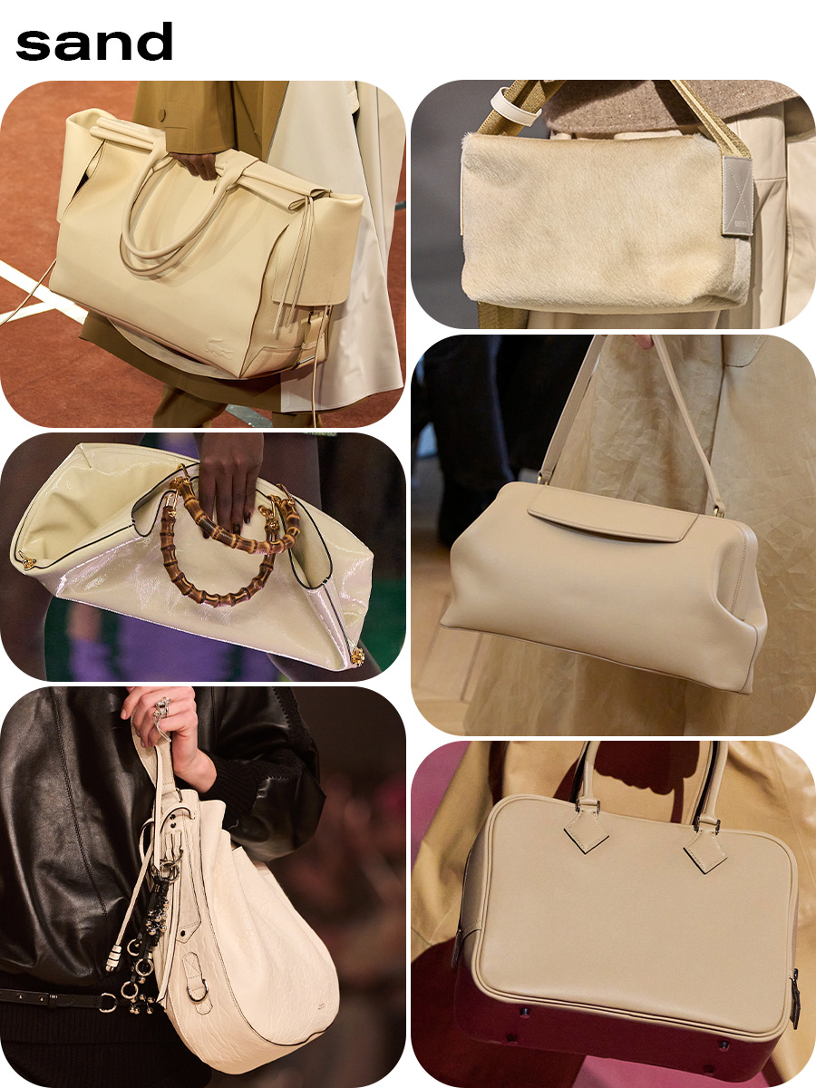 Collage of different handbag color trends