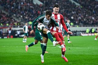 Olympiacos in action against Panathinaikos in the Greek Cup in February 2025.