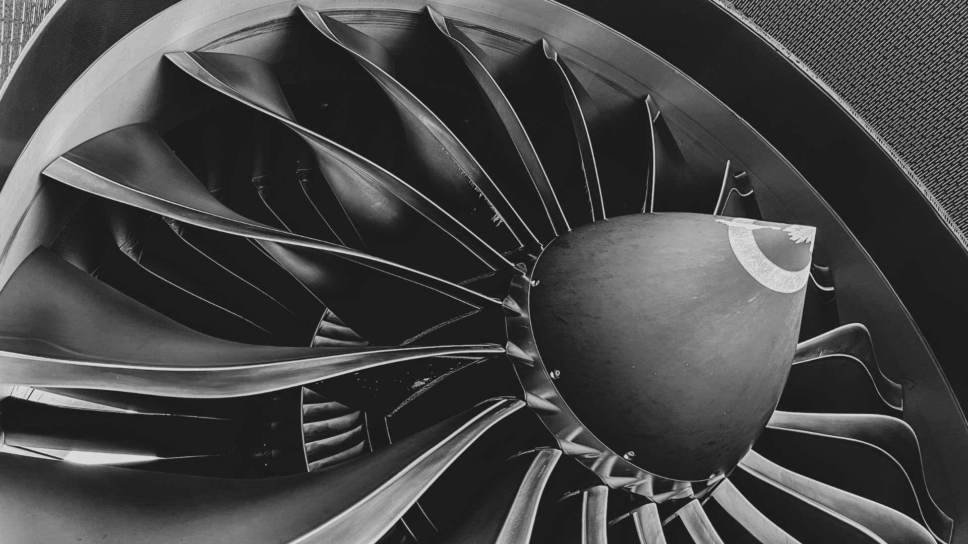 the blades on the front fan of a jet engine