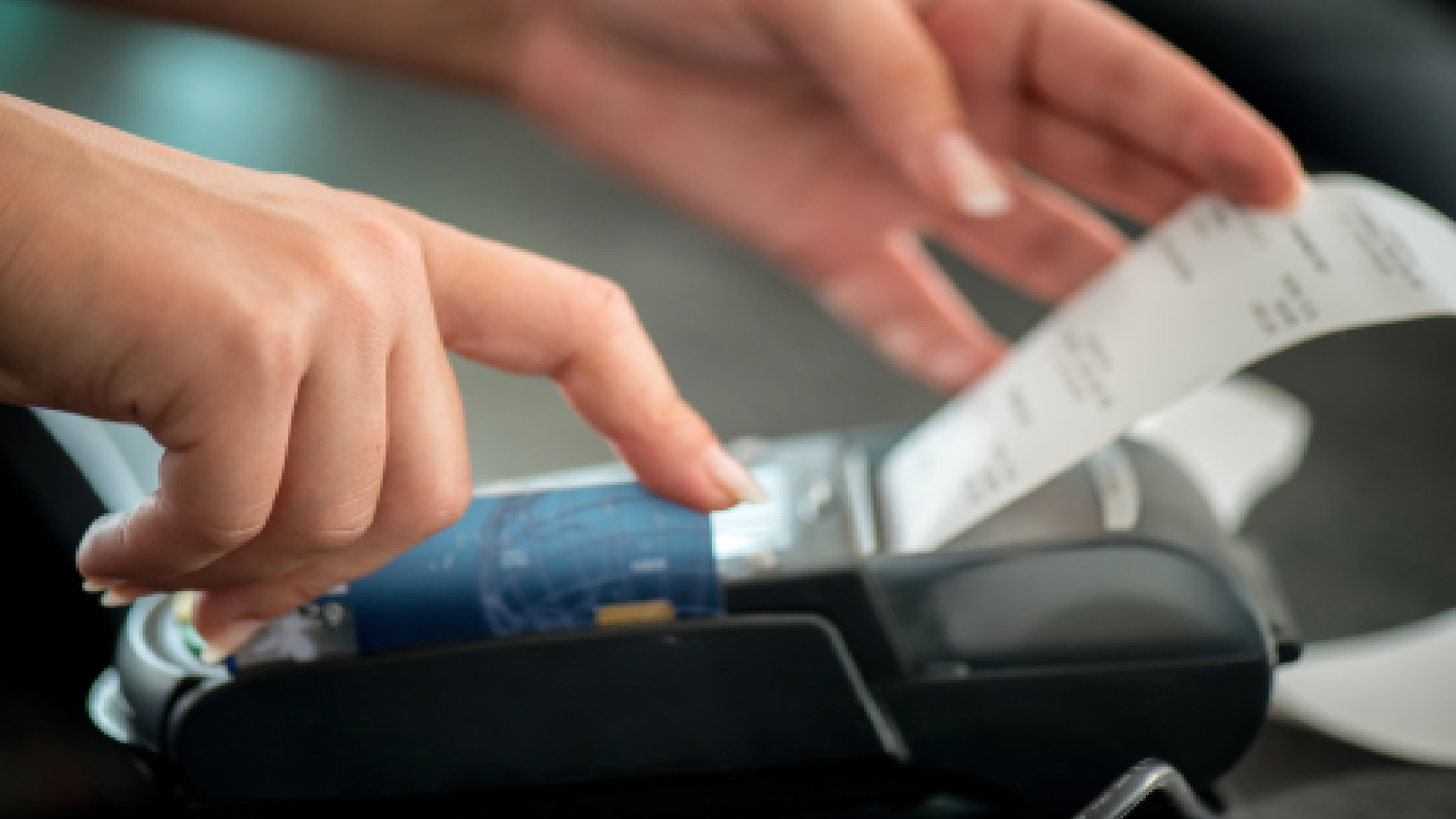 Receipt coming out of card reader