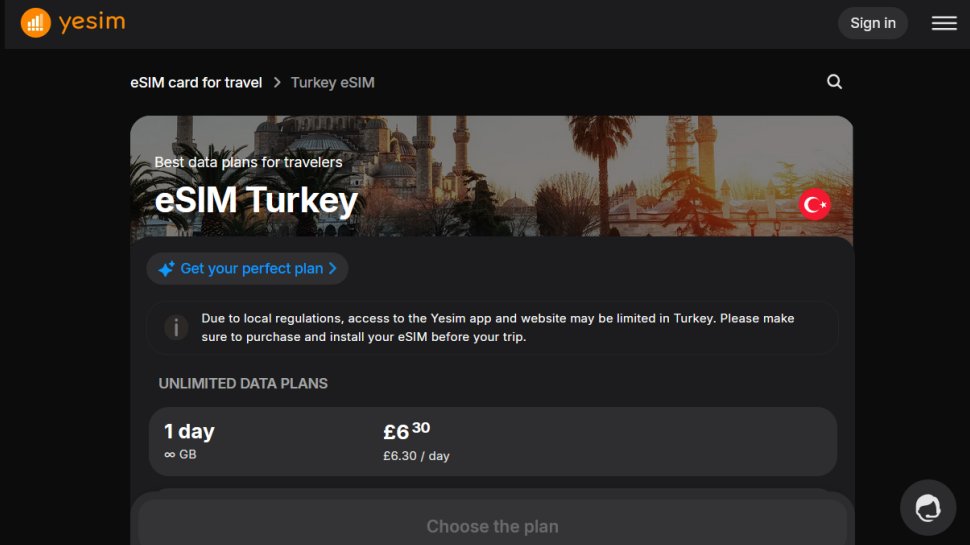 Yesim website screenshot (November 2025).