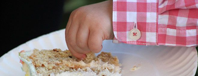 Toddler eating a snack