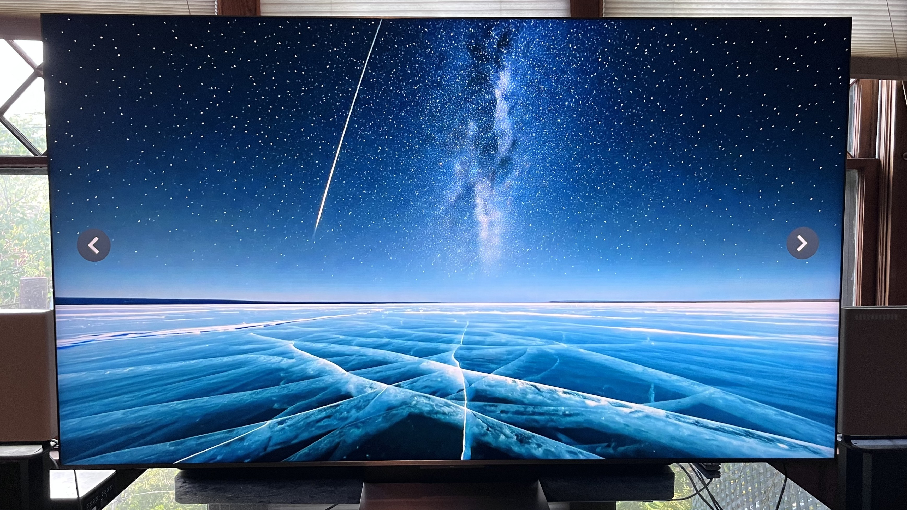 Google TV Gemini generated image of a frozen cracked lake with a streaking comet in sky