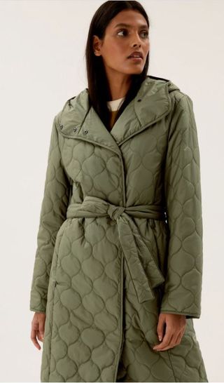 M&S quilted coat in hunter green.